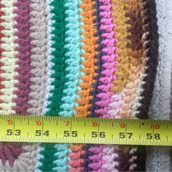 Handmade Crocheted Afghan Blanket Throw Quilt Multicolor Rainbow 58X66 - Picture 6 of 7